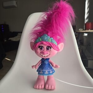 Hasbro Pink Troll Doll with Bright Pink Hair and Blue Floral Headband